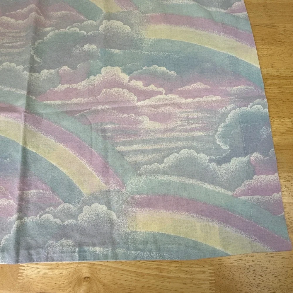 Vintage Pastel Rainbow Cloud Pillowcase Standard Size Purple Blue Yellow Turkey